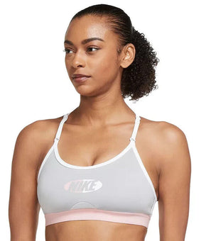 NIKE Women's Dri-FIT Indy Colorblocked Sports Bra Gray Size L MSRP $40