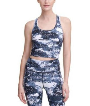 Calvin Klein Womens Printed Racerback Cropped Tank Top blue Size L MSRP $50