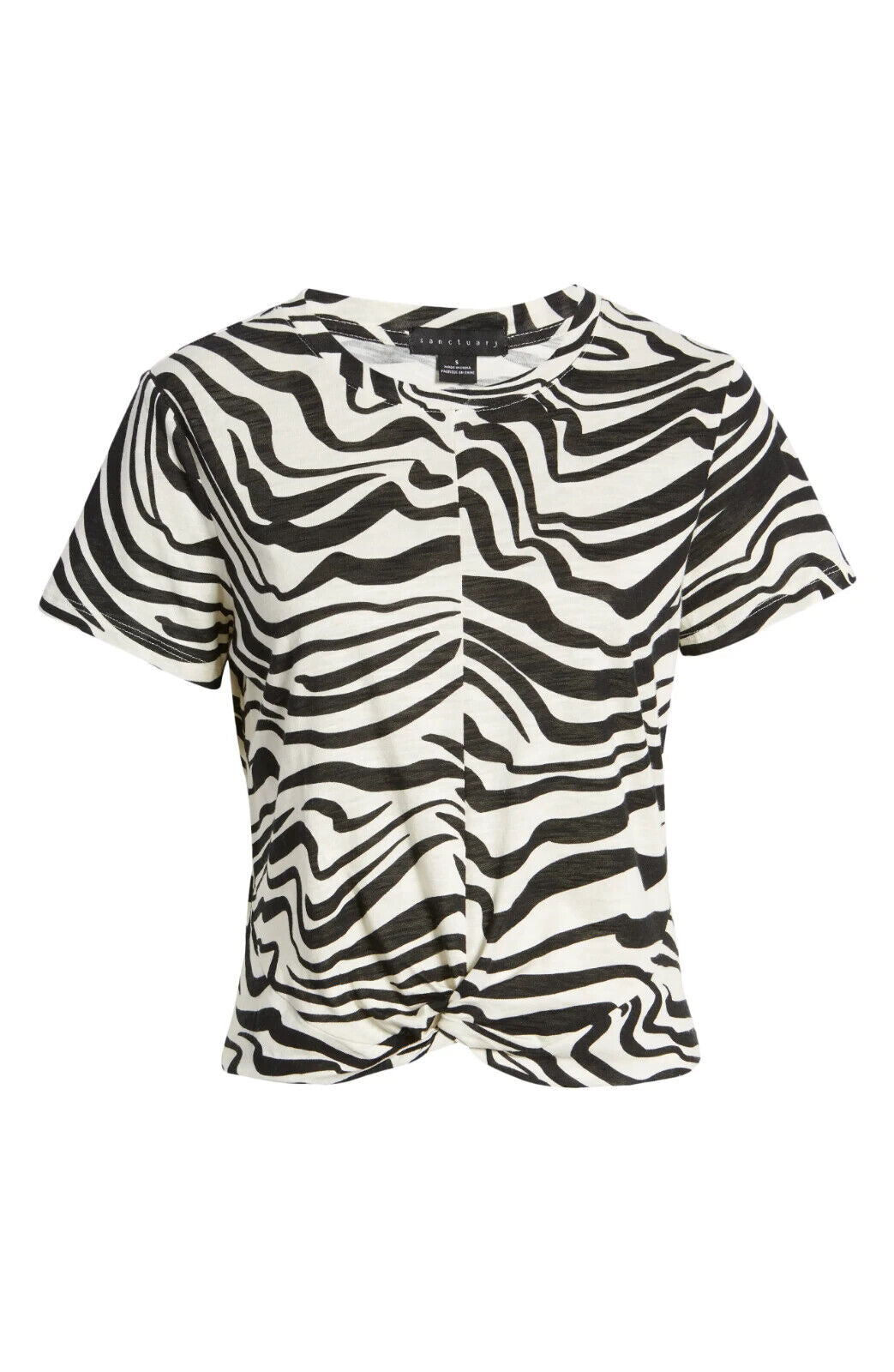 SANCTUARY Women's Slow Tide Printed Twist T-Shirt Black White Size S MSRP $49