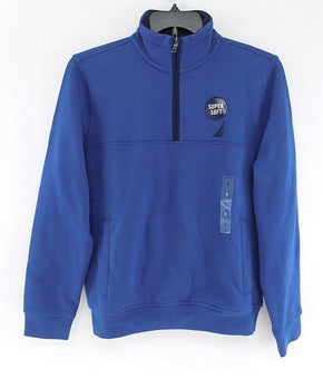 Nautica Men's Solid Quarter Zip Fleece Pullover Sweater Dark Blue Size S