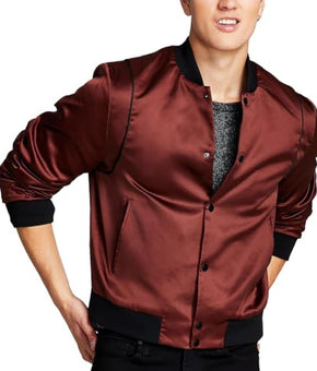 And Now This Mens Satin Dressy Bomber Jacket Red Size XXL