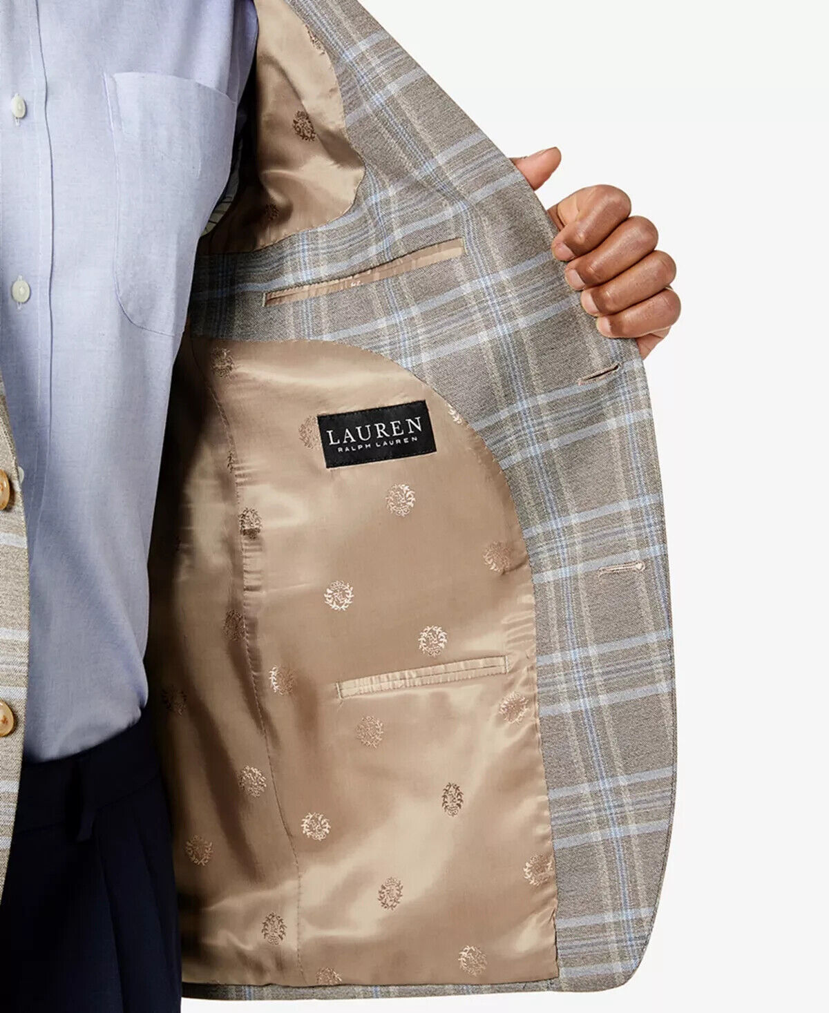 LAUREN RALPH LAUREN Men's UltraFlex Plaid Blazer Brown Size 42L MSRP $295