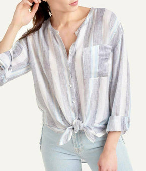 Splendid Womens Sea Stripe Tunic Button Up Shirt Blue Size XS MSRP $148
