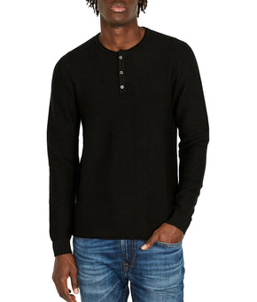 Buffalo David Bitton Men's Wamill Henley Sweater 3 Buttons Black Size L