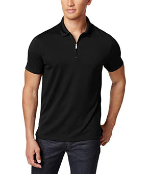 Alfani Mens Ottoman Ribbed 1/4 Zip Polo Shirt Black Size XXL