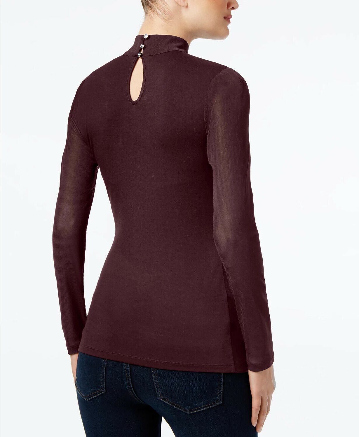 INC Mock Turtleneck Illusion Top Small Purple Womens Size XXL MSRP $40