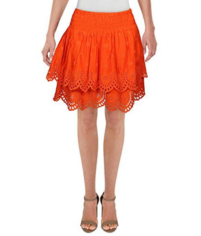 I N C Eyelet Mini Skirt Deep Flame M