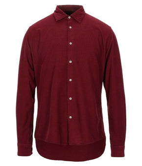 Altea Men's Solid Button Front Casual Shirt Dark Red Size Large