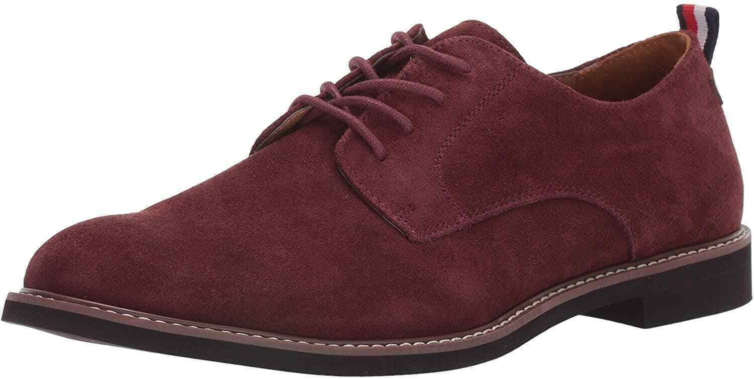 Tommy Hilfiger Men's Dark Red Suede Garson Oxfords Shoes Dark Red 8M