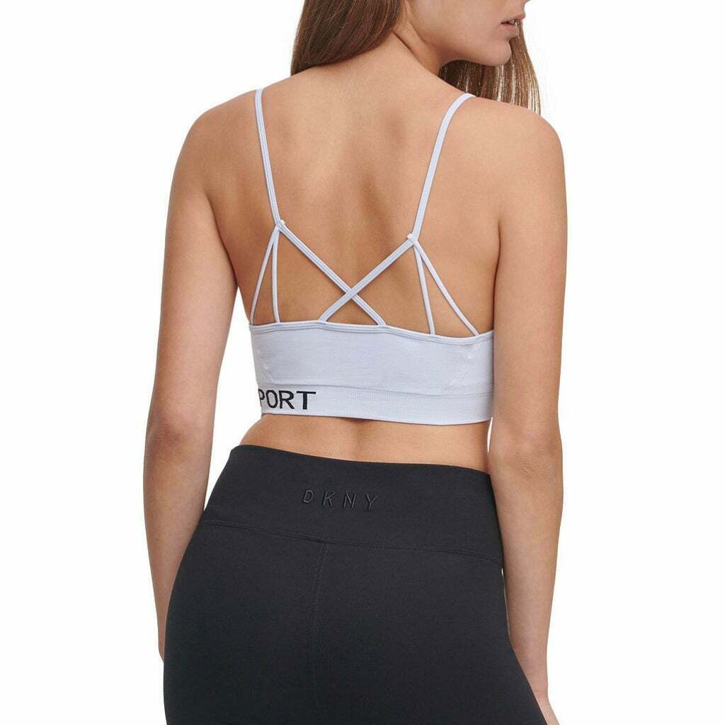 DKNY Women's Sport Strappy Low Impact Sports Bra Top sky blue Size XS MSRP $39