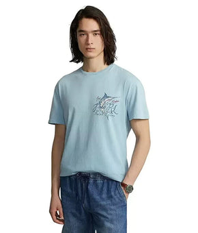 Polo Ralph Lauren Cotton Garment Dyed Logo Graphic Tee Blue Size XL MSRP $99