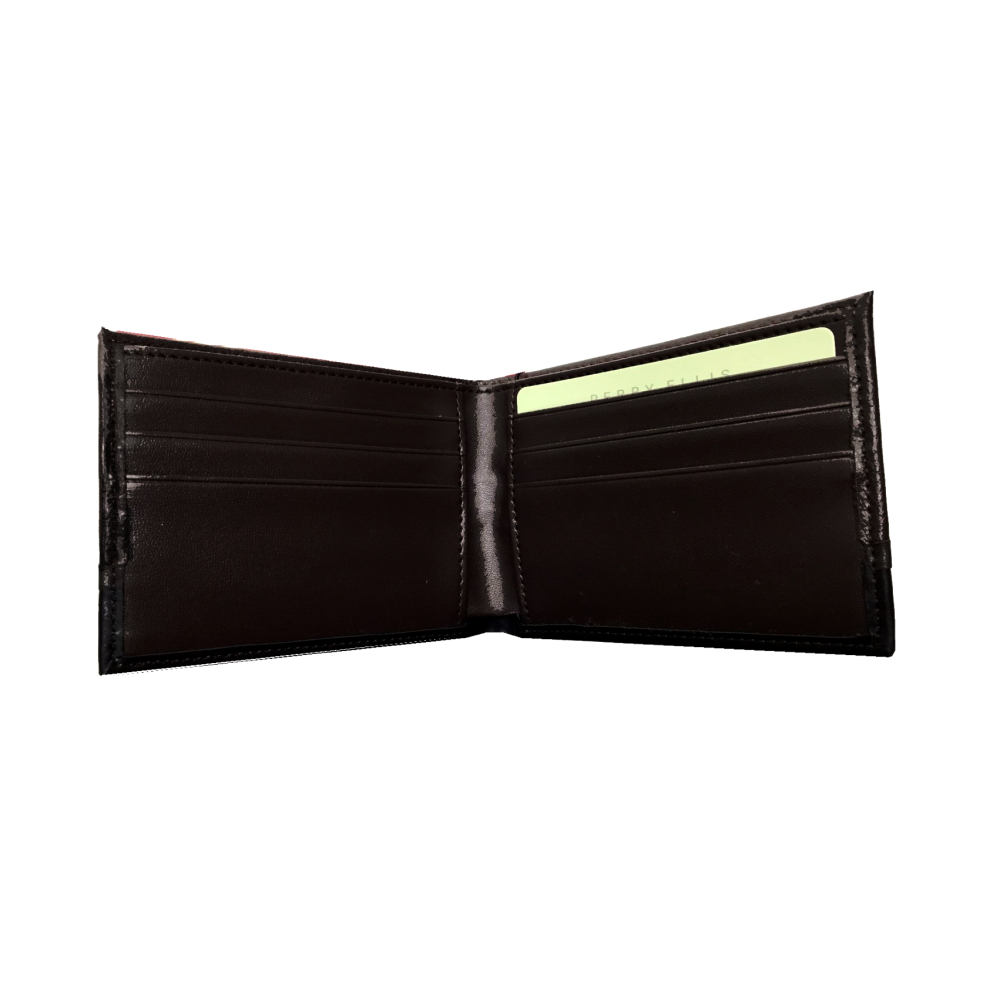 Perry Ellis Portfolio Men's Pebble Smooth Contrast Bifold Wallet Black