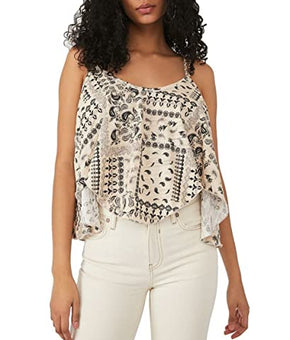 Free People Hey Girl Tank Top, Tea Combo, X-Small XS