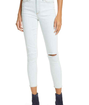 RAG & BONE Nina Ripped High Waist Ankle Skinny Jeans Light Blue Size 31 $195