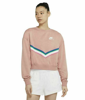 Nike Sportswear Heritage Fleece Sweatshirt Rust Pink Women Size XS MSRP $60