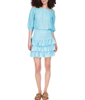 Michael Kors Eyelet Tiered Skirt Turquoise Blue Size XS MSRP $110