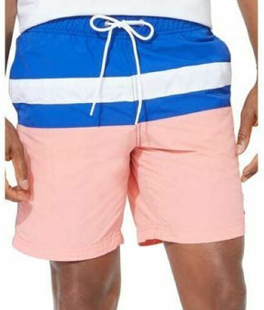 Nautica Men's Colorblocked 8" Swim Trunks Coral pink Size L MSRP $60