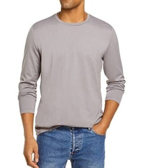 Bloomingdale's The Men's Store Cotton Long Sleeve Tee Gray Size S