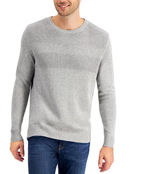Club Room Men's Cotton Ribbed Trim Sweater Gray Size XL
