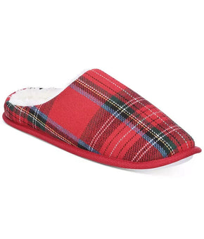 Club Room Men's Plaid Slippers Red Size M (8-9)