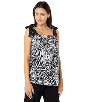 Michael Kors Zebra Border Tank Top White/Black XS