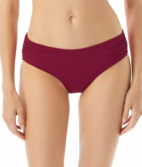 MICHAEL KORS Shirred Bikini Bottoms Wine Red Size M MSRP $52