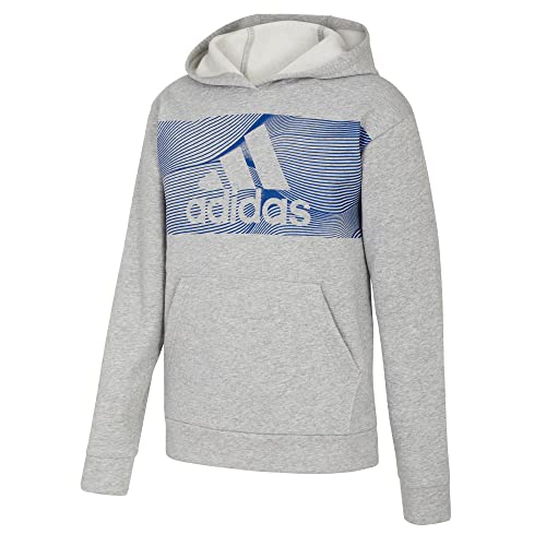 adidas Cotton Fleece Pullover Hoodie Boy Kids', Grey, Size S
