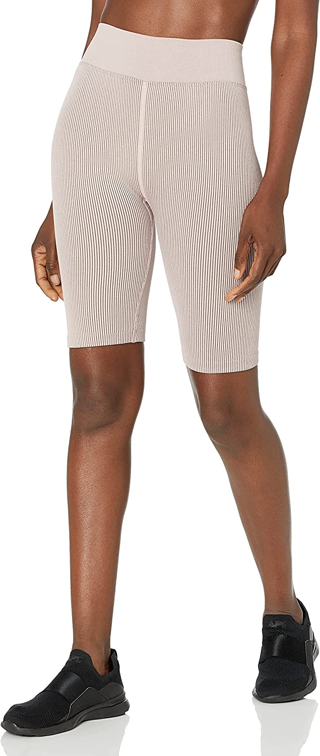 Calvin Klein Performance Women's Thick Rib High Waist Bike Short, Pink, Size L