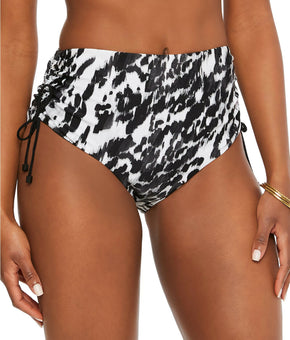 Bar III Heat Wave Drawstring Bikini Bottoms Womens black Size M MSRP $44