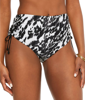Bar III Heat Wave Drawstring Bikini Bottoms Womens black Size M MSRP $44