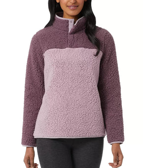32 Degrees Sherpa Mock-Neck Sweatshirt Size S Purple MSRP $58