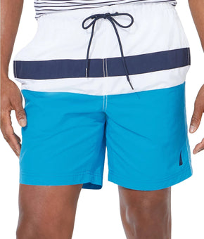 Nautica Men's Colorblocked 8" Swim Trunks blue Size 2XL MSRP $60
