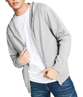 And Now This Mens Knit Zip Front Hooded Sweater Gray Size L