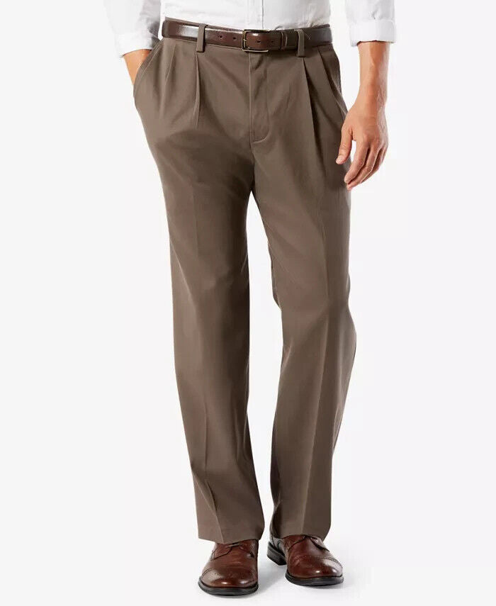 DOCKERS Men Easy Classic Fit Khaki Stretch Pants Brown Size 38x30 MSRP $50