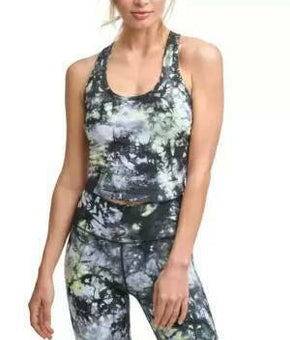 Calvin Klein Performance Cropped Tie-Dyed Active Top Size XS Black Gray MSRP $50