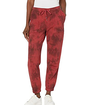 Hudson Jeans Women's French Terry Utility Jogger TIE DYE, Red Size L