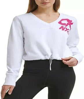 Calvin Klein Performance Women's Cinched Logo Sweatshirt White Size 2XL MSRP $60