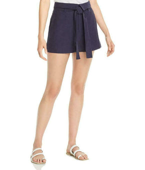 Aqua Womens Linen Blend High Rise Shorts Navy Blue Size XS MSRP$58