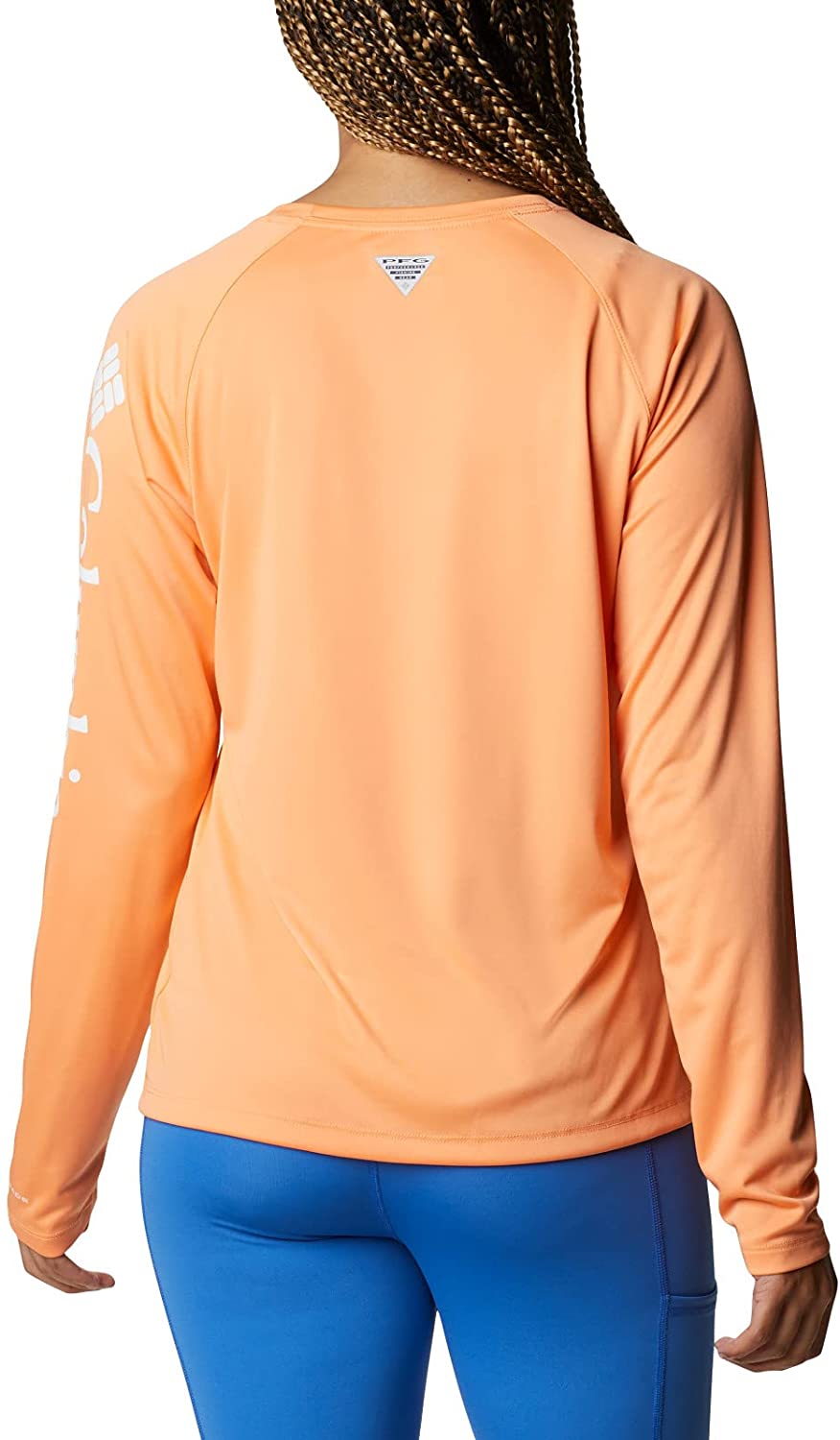 Columbia Womens PFG Tidal Tee II UPF 50 Long Sleeve Fishing Shirt Size XL Orange