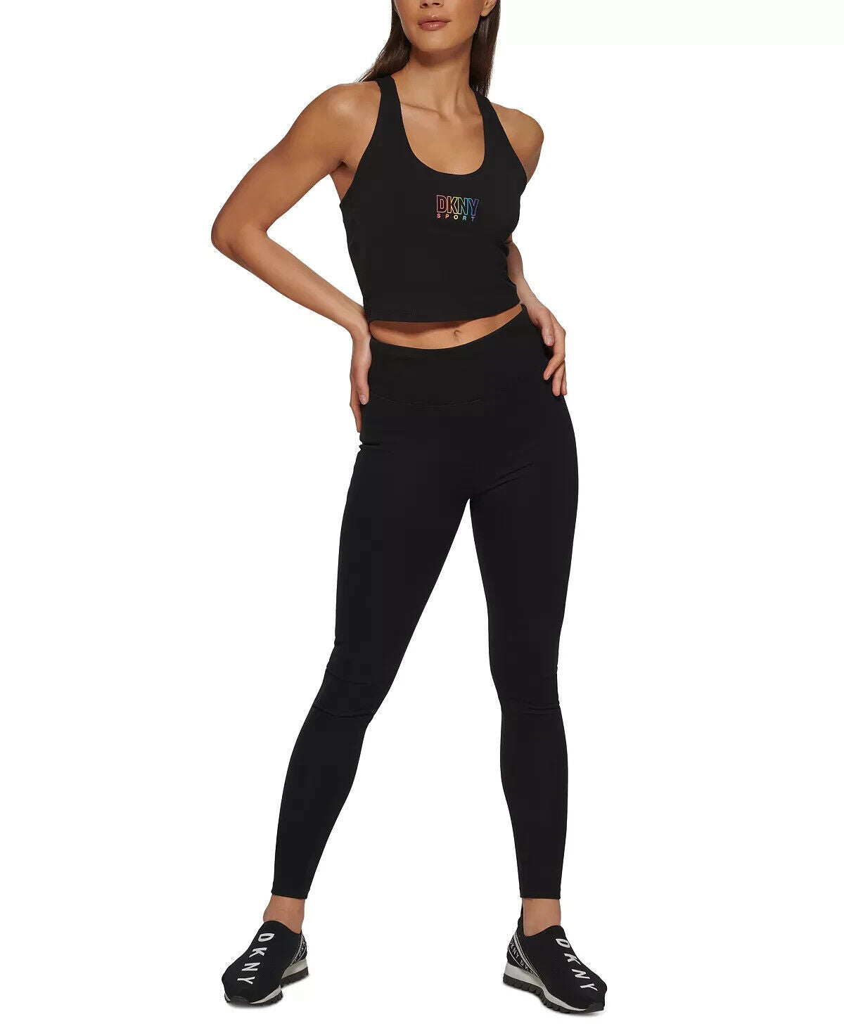 DKNY SPORT Women's Pride Logo Racerback Tank Top Black Size XL MSRP $50