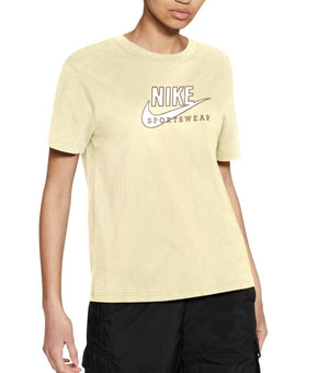 Nike Womens Sportswear Cotton Heritage T-Shirt Pastel Yellow Size L MSRP $40