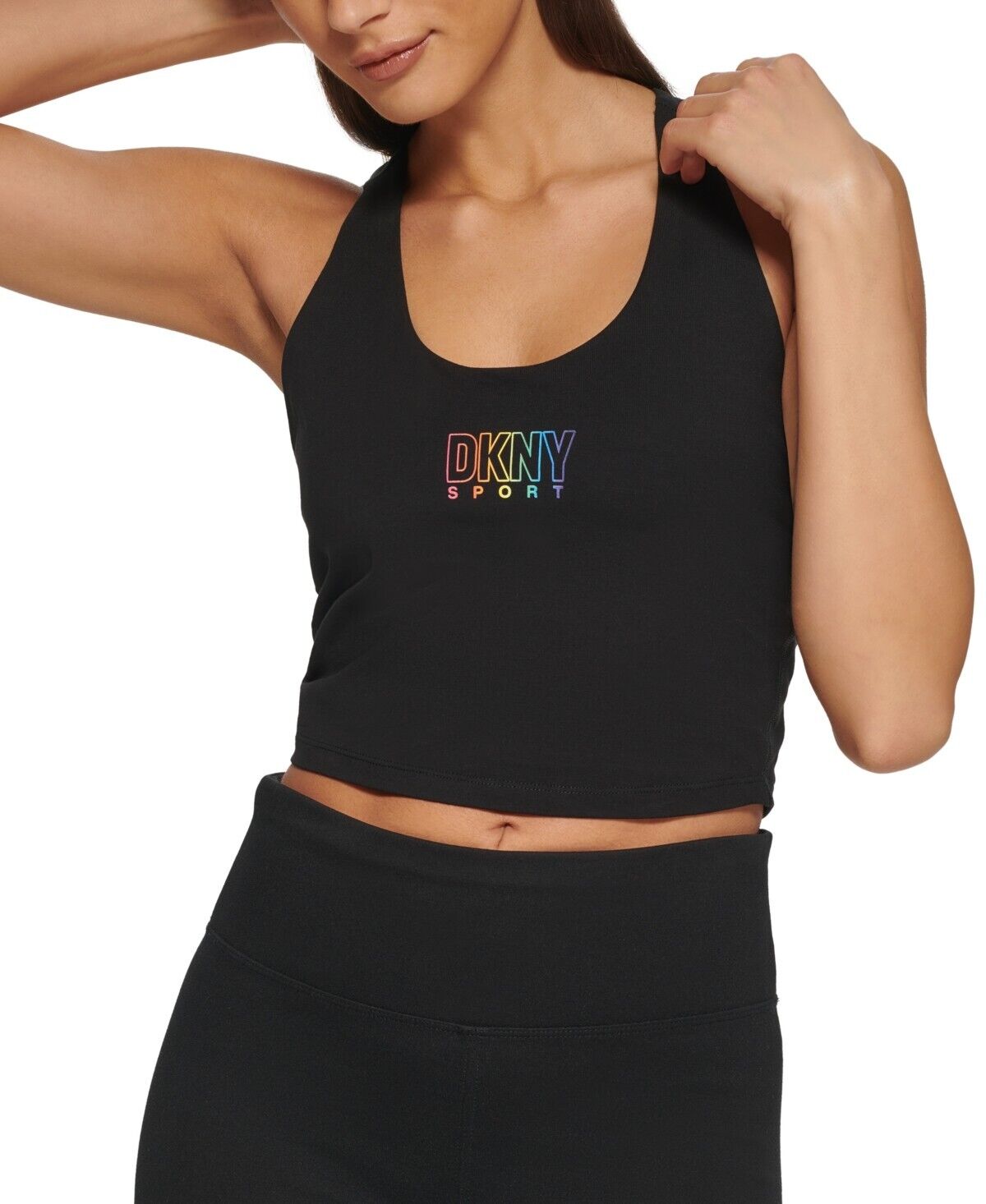 DKNY SPORT Women's Pride Logo Racerback Tank Top Black Size XL MSRP $50