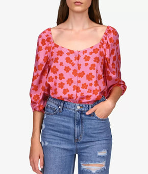 SANCTUARY Daily Button-Front Blouse Pink Size S MSRP $89