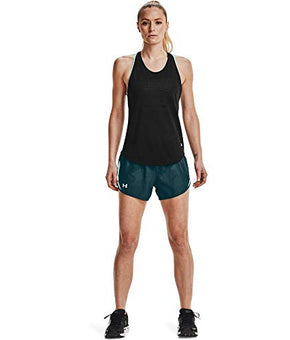 Under Armour womens Fly By 2.0 Printed Running Shorts , Dark Cyan (463)/Reflective , Medium