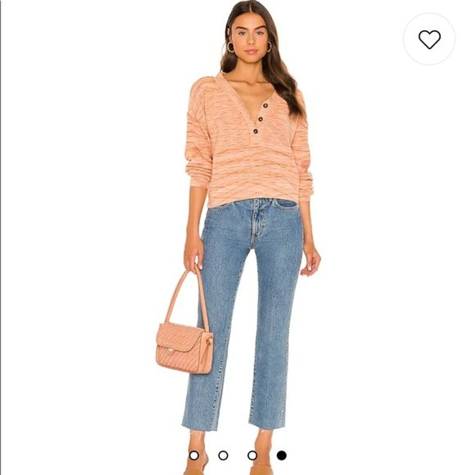 Free People Women's Mercury Henley Sweater Dried Roses Combo Size XS MSRP $108