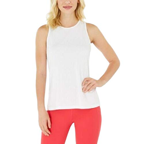 Ideology Women's Heathered Keyhole-Back Tank Top Bright White Size Medium