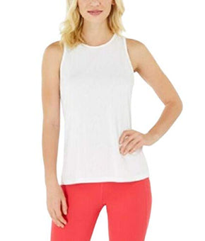 Ideology Women's Heathered Keyhole-Back Tank Top Bright White Size Medium
