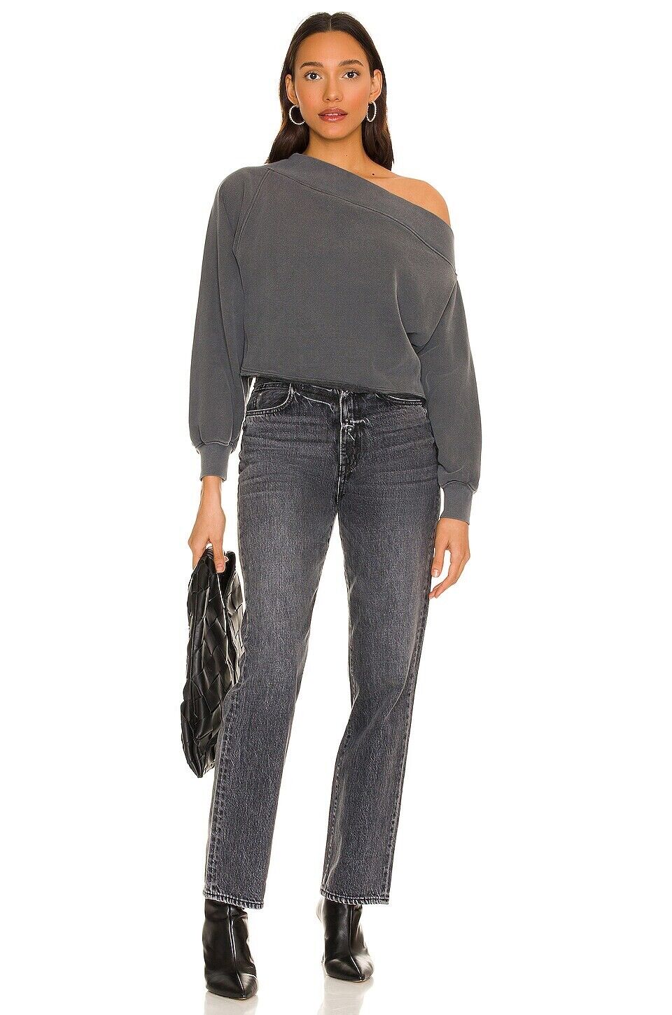 Free People Bri Pullover top in Poppyseed Gray Size L MSRP $88