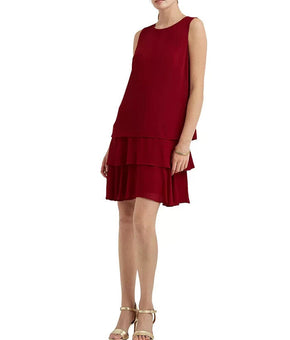 Lauren Ralph Lauren Crepe Shift Dress Romantic Garnet Wine Red Size 10 MSRP $125