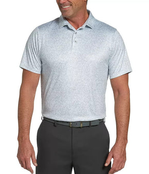 PGA TOUR Men's Stretch Textured-Print Polo Shirt Gray Size XL MSRP $65